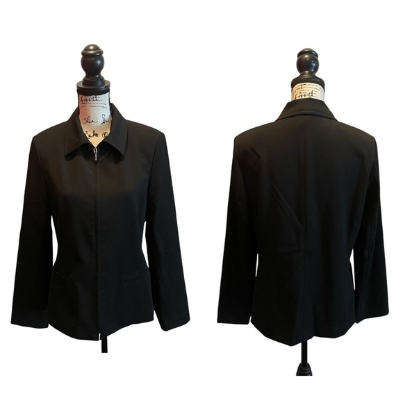 Talbots Stretch Blazer Jacket Black Size 8 Zip Up Business Office - Picture 10 of 10